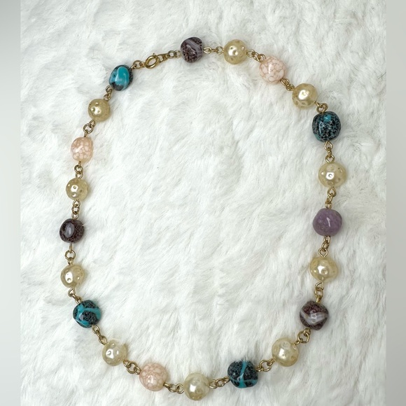 ❌SOLD💜Vintage Stone & Pearl Choker - Picture 2 of 7